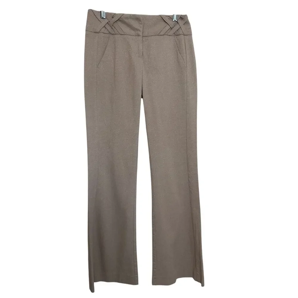 Vintage bebe Pants Made USA Size 2 Taupe Metallic Shimmer Straight Leg Y2K - Picture 2 of 11